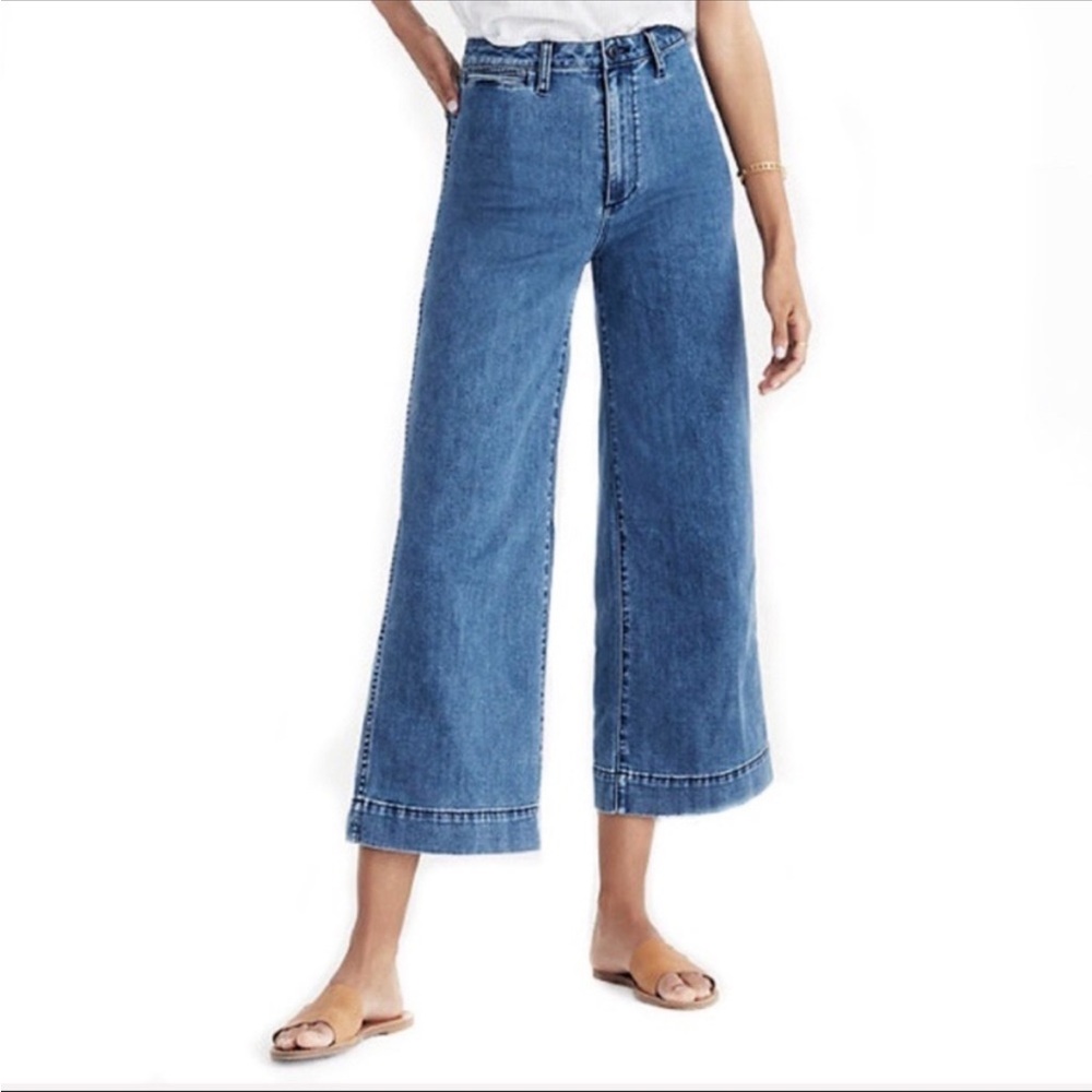 MADEWELL Emmett Wide Leg Crop Jeans in Rosalie